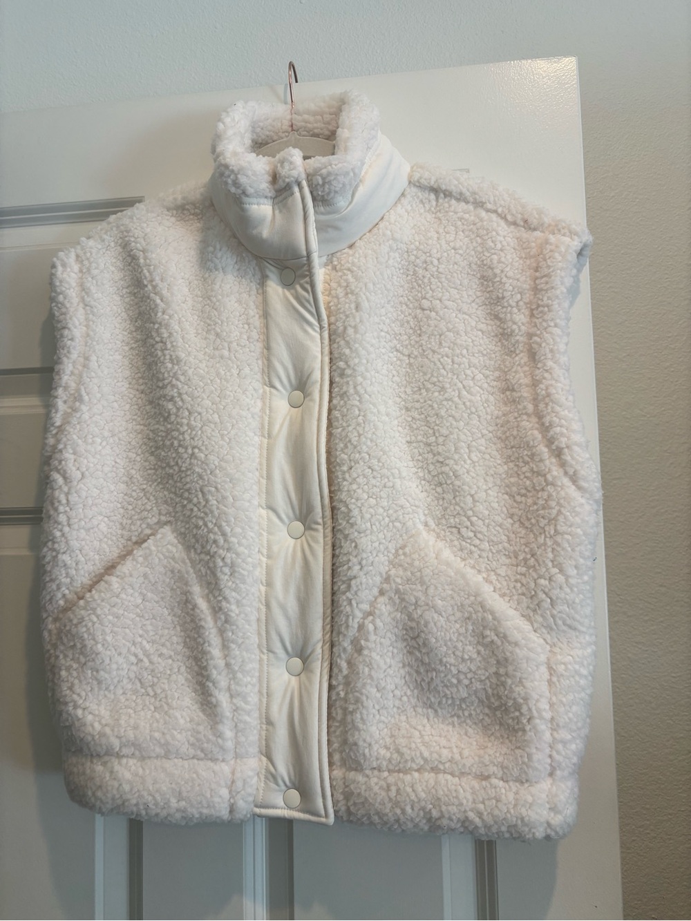 NWT PJ Salvage Cream Sherpa Button-Front Vest